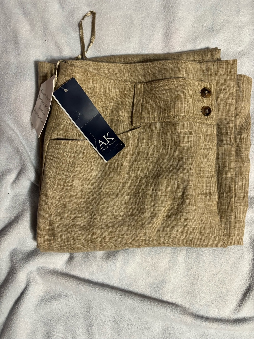 AK Anne Klein Tan Linen-Blend Pants
